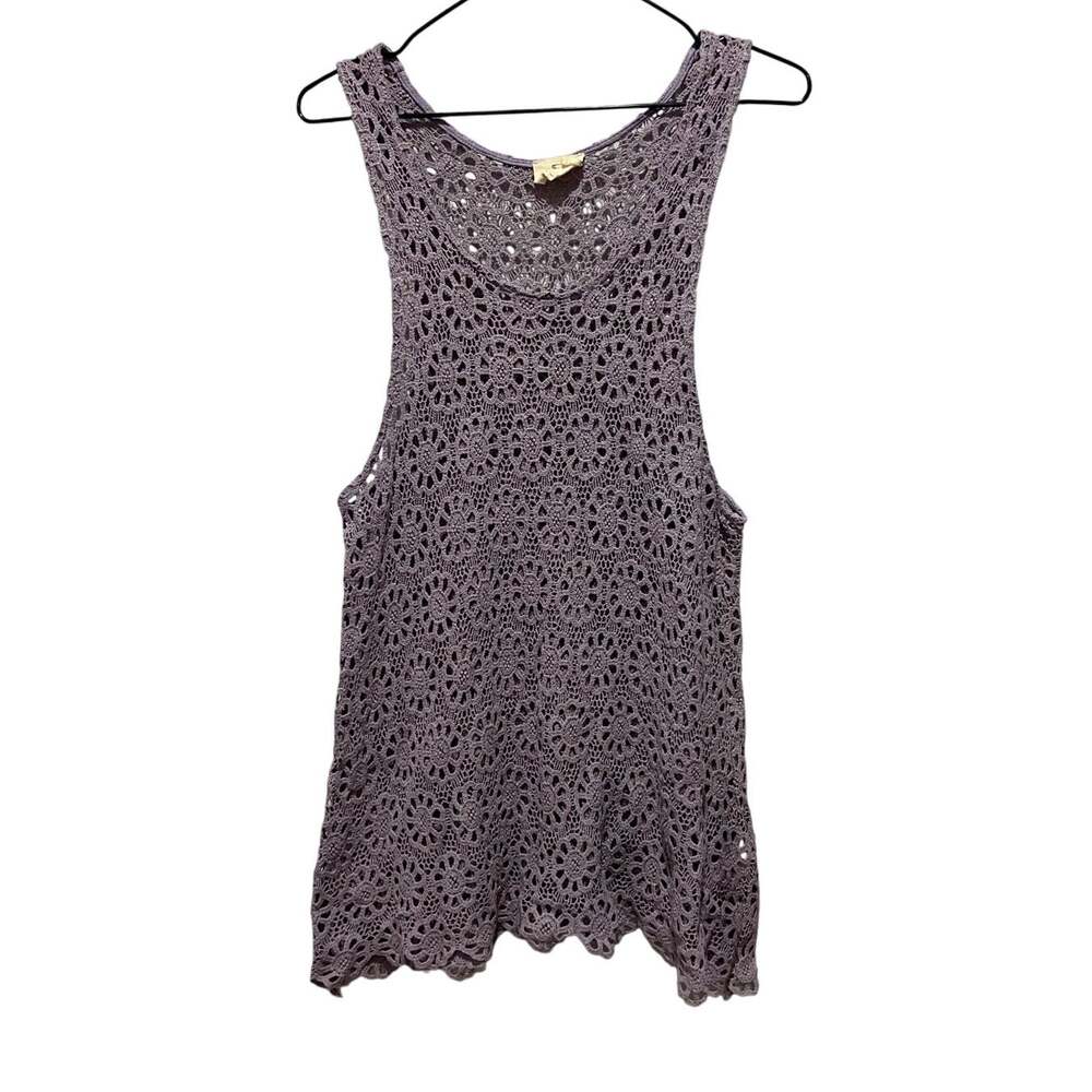Anthropologie Pins & Needles Women's Purple Crochet Tank Sz L Beachy Boho